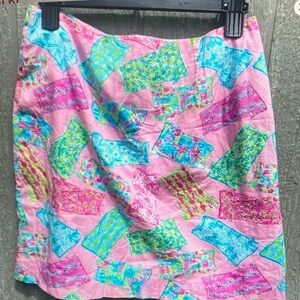 H&M Pink Patchwork-Style Mini Skirt with Aqua & Lime Accents